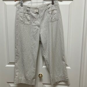 Denver Hayes cropped pants, linen/cotton blend, cream, size W8